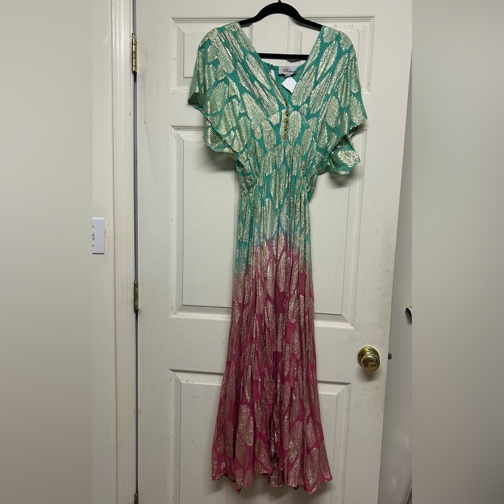 NWT Bianca Tropical Gold Dress T2 fits like a 4-6